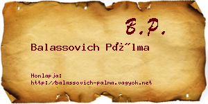 Balassovich Pálma névjegykártya